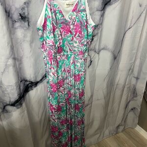 Wide leg floral jumpsuit